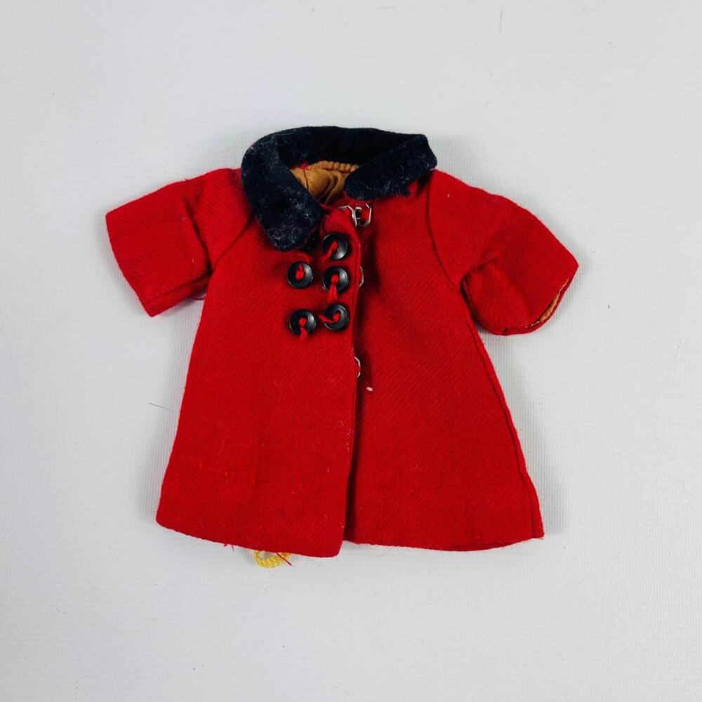Vintage Penny Brite Doll Red Winter Coat w/ Black Collar from Travel Set